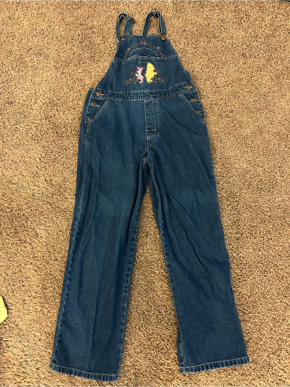 Disney y2k vintage overalls denim embroidered Pooh bear small women